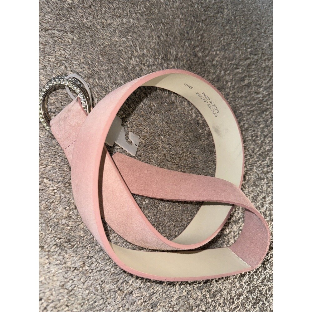 Vtg Belt Pink Suede Barbie Womens Small New York & Co Leather Adjusts D Ring